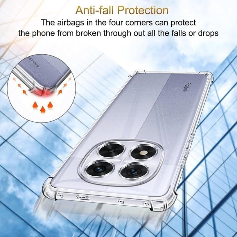 Image of BOXXO Flexible Back Cover for Mi Redmi Note 14 Pro 5G | Back Cover Transparent Clear Shockproof Case Four Corner Protection | Slim Protective Mobile Phone Cover for Mi Redmi Note 14 Pro 5G