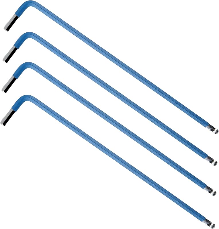 Kit com 4 chaves Allen de 3 mm com ponta esférica AUXBC em aço S2, formato L, azul