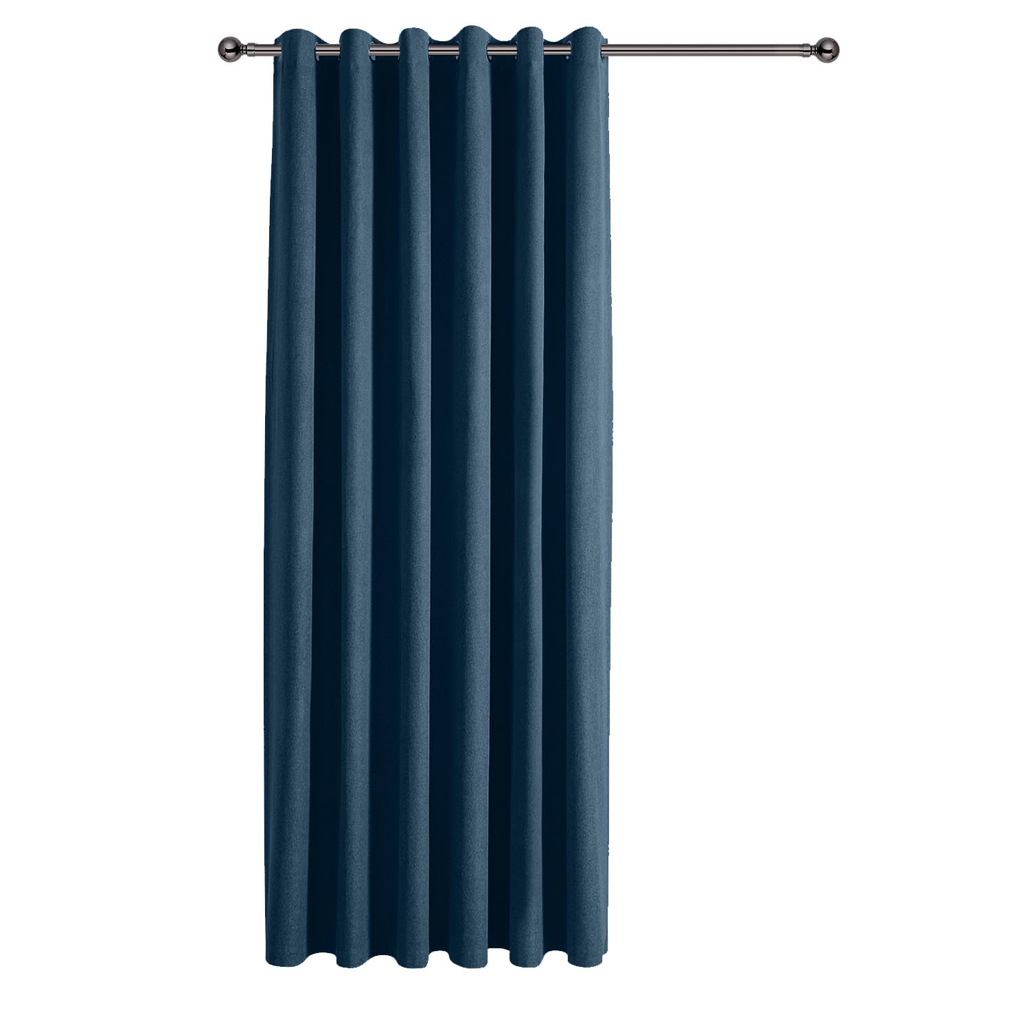 Imperial Rooms 100% Blackout Eyelet Curtains for Living Room 66x84 Inch Blue Curtains Super Soft Linen Door Curtain 1 Panel with matching Tieback