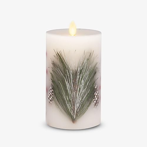 Luminara Vela LED sin llama incrustada, pilar de llama móvil, cera real sin perfume con borde empotrado, listo para el control remoto, temporizador