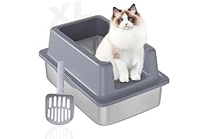 Ultra-Spacious Stainless Steel Litter Box for Large Feline Companions