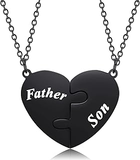 Mother Father Gifts from Daughter Son - Mother and Son Heart Matching Necklace Set for 2 | Mothers Day Gifts Mum Dad Necklaces Christmas Gitfs for Mum Daughter Jewellery | Son's Birthday Gifts