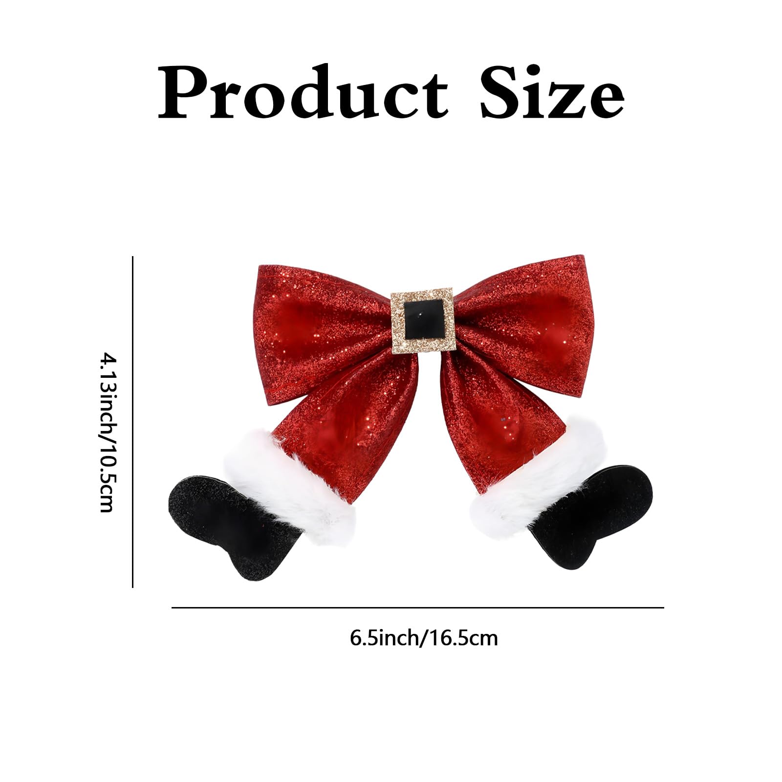 2 Pcs Christmas Hair Clip, Glitter Christmas Hair Bow Clips, Cute Christmas Hair Accessories - Image 2