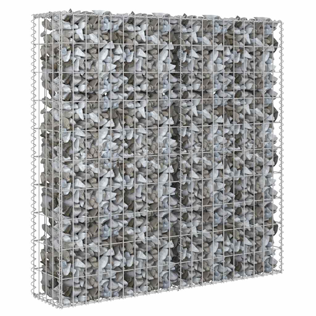 Gabion Wall with Covers - Galvanised Steel, Rustproof and Weather-Resistant - 80x20x100 cm for Residential and Commercial Landscape Design