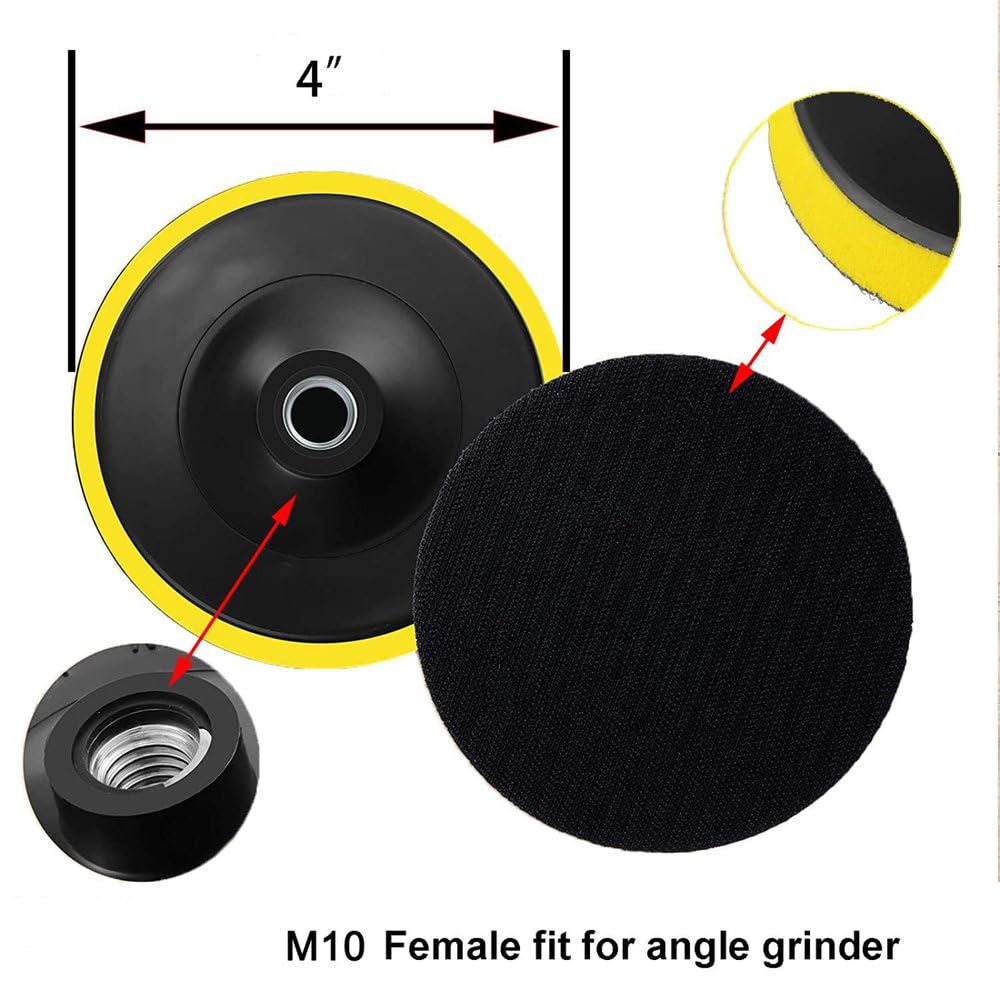 Kit de 52 Feuilles de Papier abrasif 4 Pouces avec Support Auto-agrippant et Adaptateur de perceuse M10 pour Le meulage des Murs en céramique et en métal, 52 pièces, 4 p