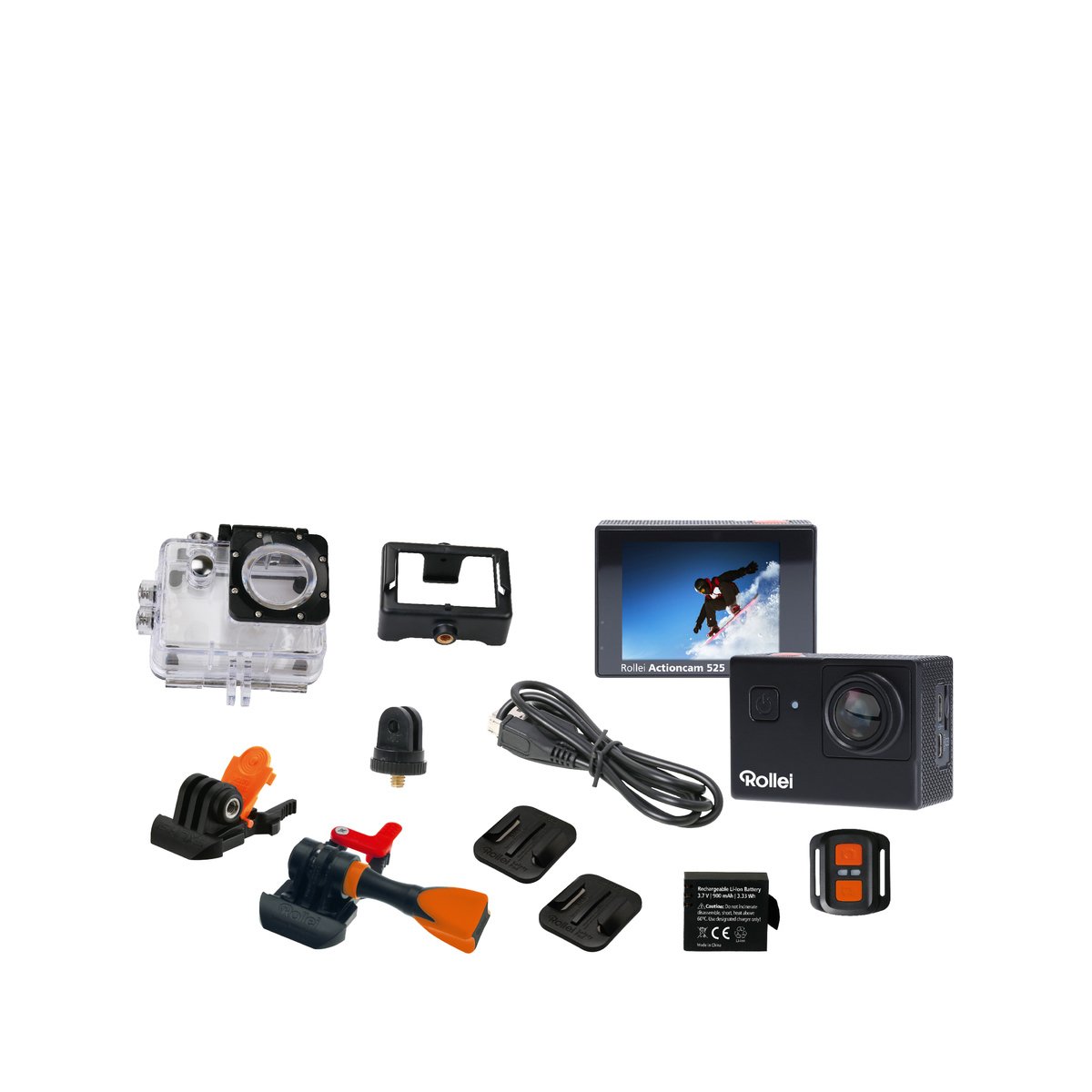 Rollei Actioncam 525 - WiFi Action Cam (Actionkamera) mit 4k Video Auflösung, Weitwinkelobjektiv, bis 40 m wasserfest, inkl. Unterwasserschutzgehäuse und Fernbedienung - Schwarz