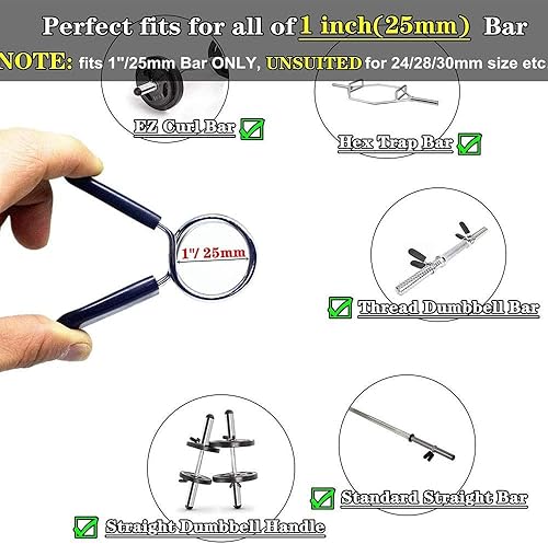 Miniatura 3 de Hididi Collares de clip de resorte de barra de 1 pulgada (0.984 in), ideal para abrazaderas de clip de barra de 1 pulgada de diámetro para