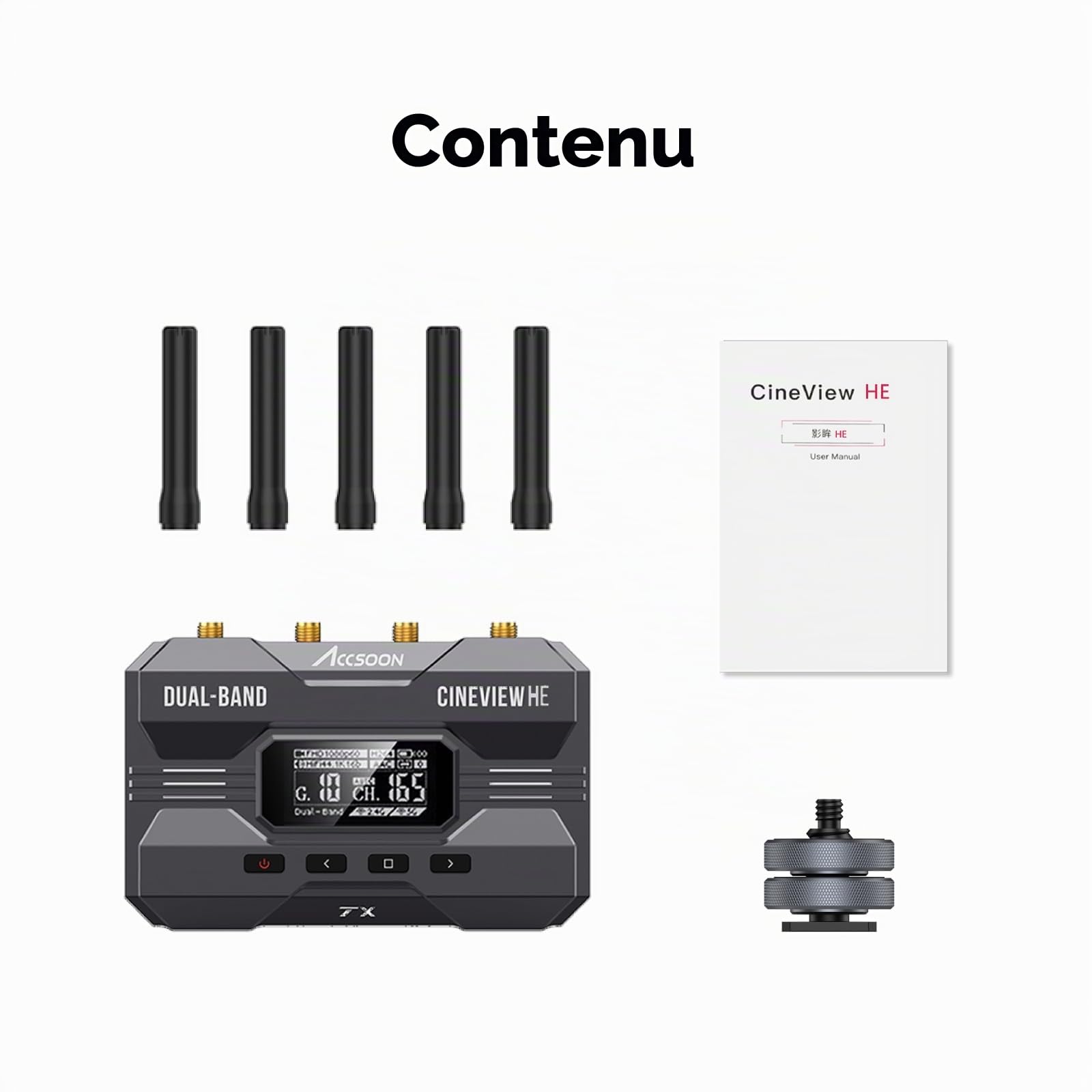 Accsoon Émetteur CineView HE - Transmetteur Vidéo Sans Fil Professionnel 2.4G/5GHz avec Sortie HDMI Loop-Out, Écran OLED, Faible Latence <0.06s, Portée 350m, surveillance de 4 appareils