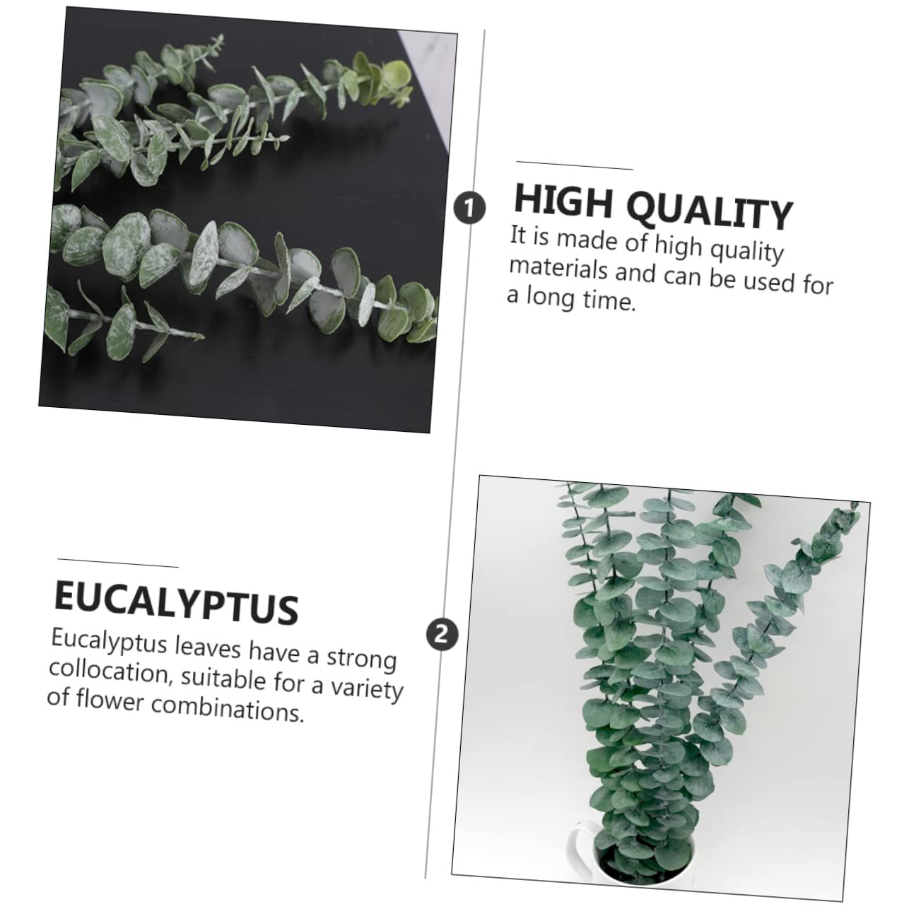 Abaodam 2 Sets Künstliche Eukalyptusblätter Künstliche Eukalyptusstiele Langlebiges Ornament Für Zuhause Und Veranstaltungen 10 Stück X 2