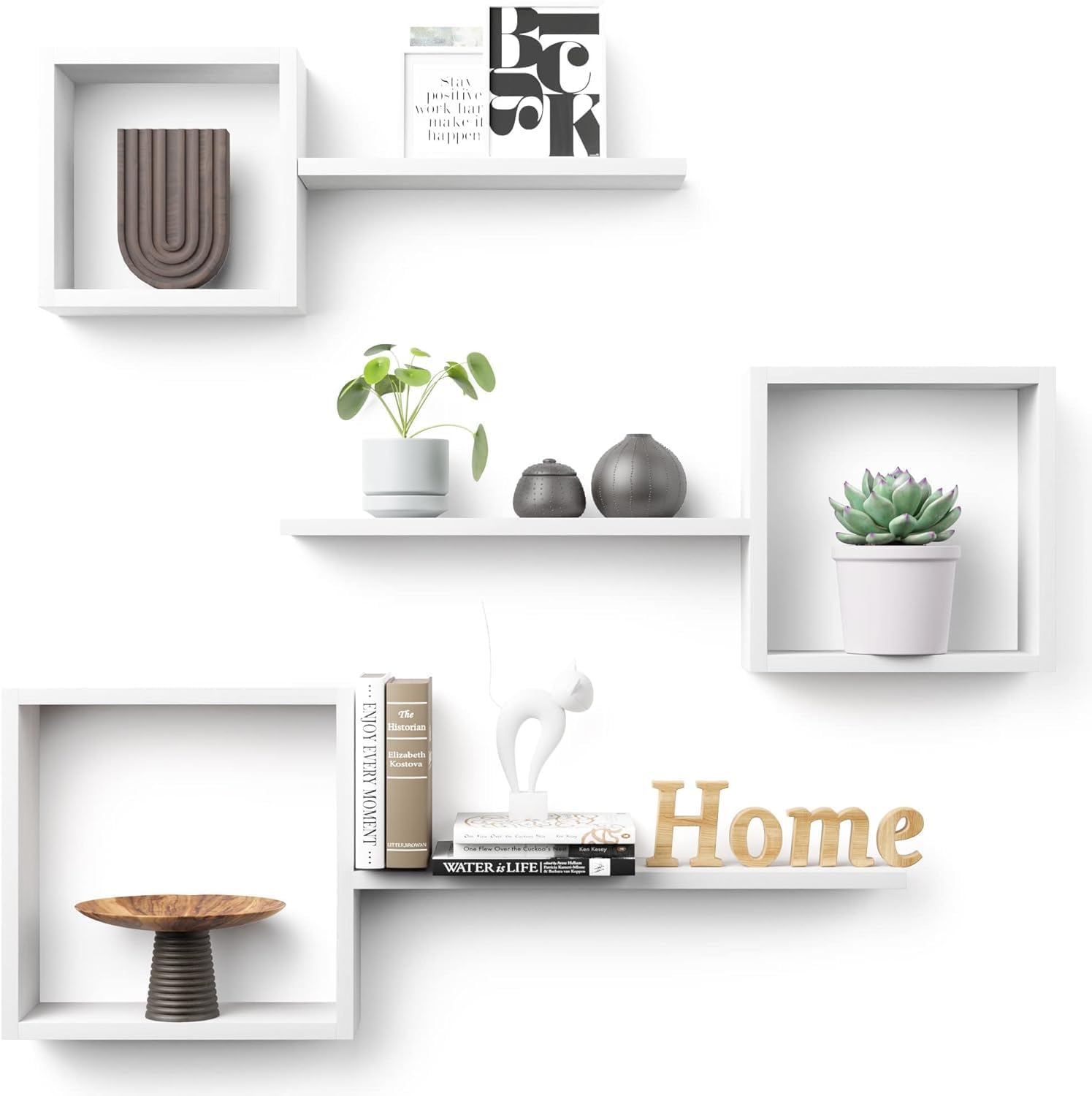 WoodenZone Modern Floting Shelf Book Case Hanging Shelves Wall Shelves for Living Room Bedroom (White) (B0DFCV815D) Amazon Price History, Amazon Price Tracker
