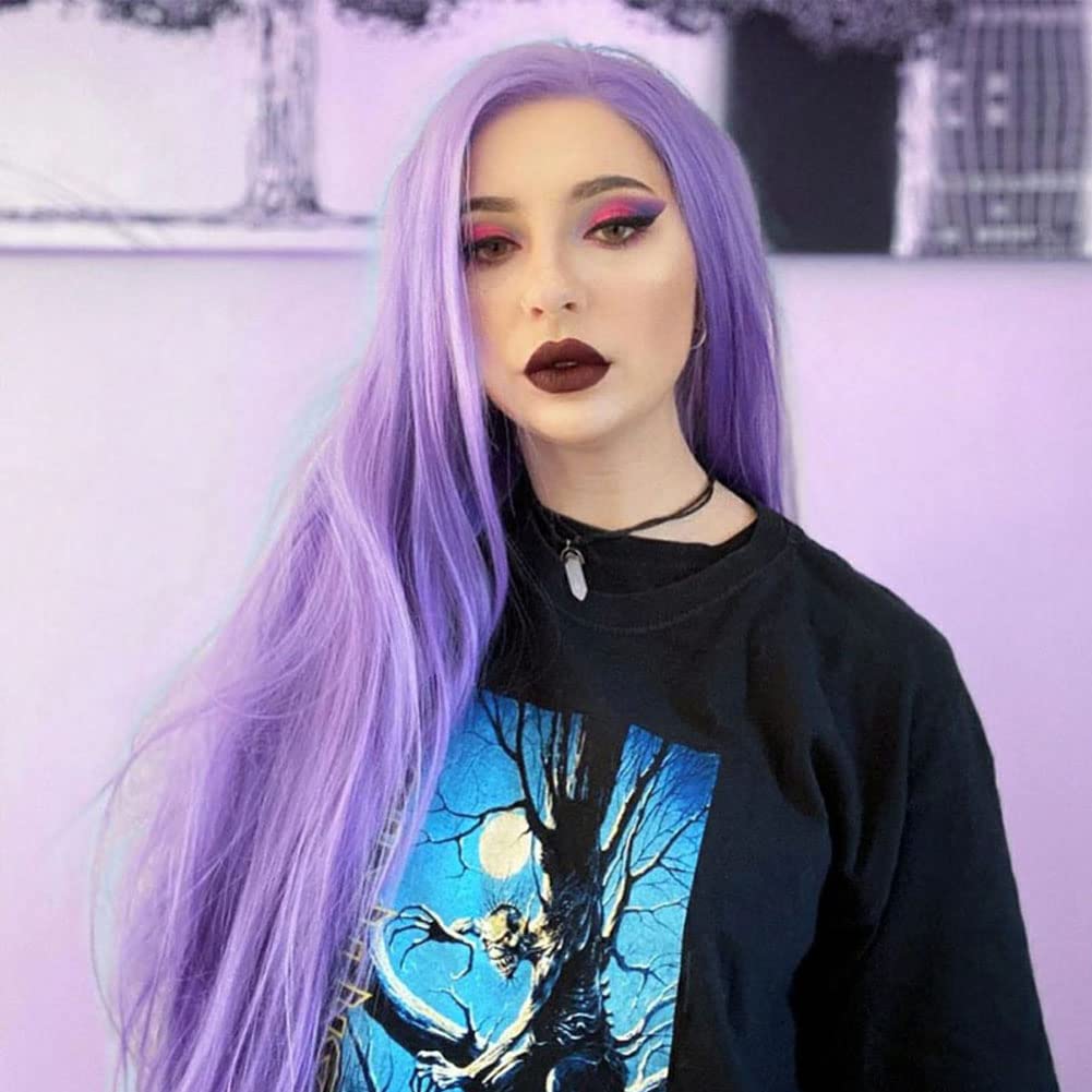 Perruque violette Karissa en dentelle frontale longue et raide