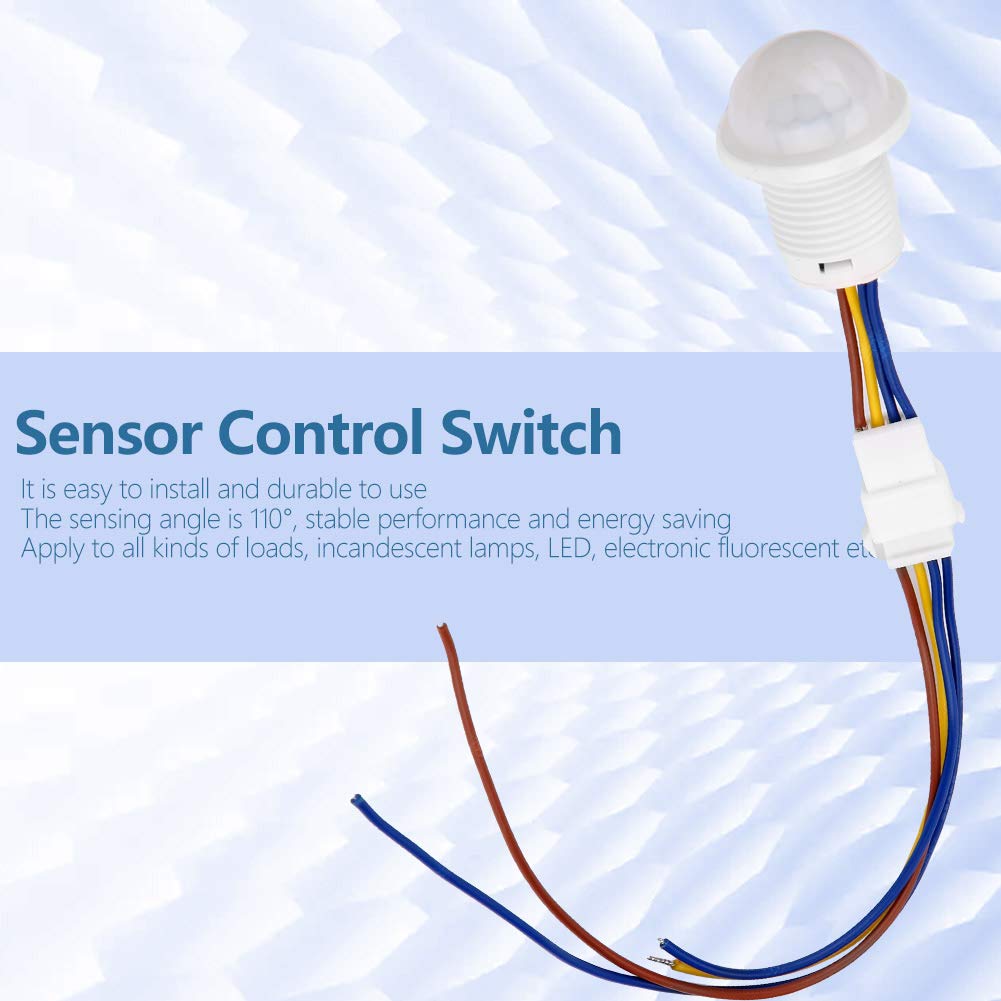 LED Automatic Infrared Motion Sensor Control Switch, 110° Sensing Angle, for Incandescent Lamps, LED, Electronic Fluorescent (MR-HW06A 35mm Long, 25mm Diameter)