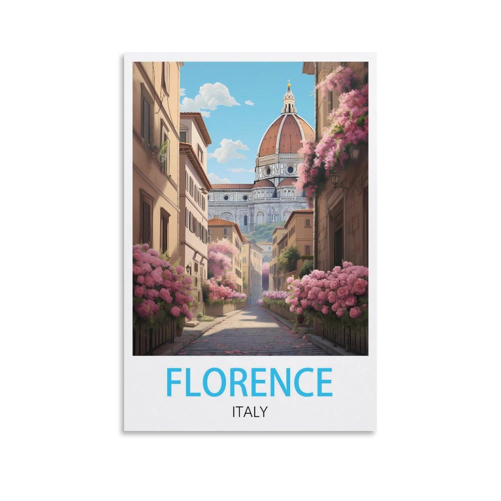 Lhjoiun Unframe-Style Florence Italy Vintage Travel Poster 12X18inch(30X45cm) Art Canvas Print For Living Room Bedroom Home Decoration Modern Art