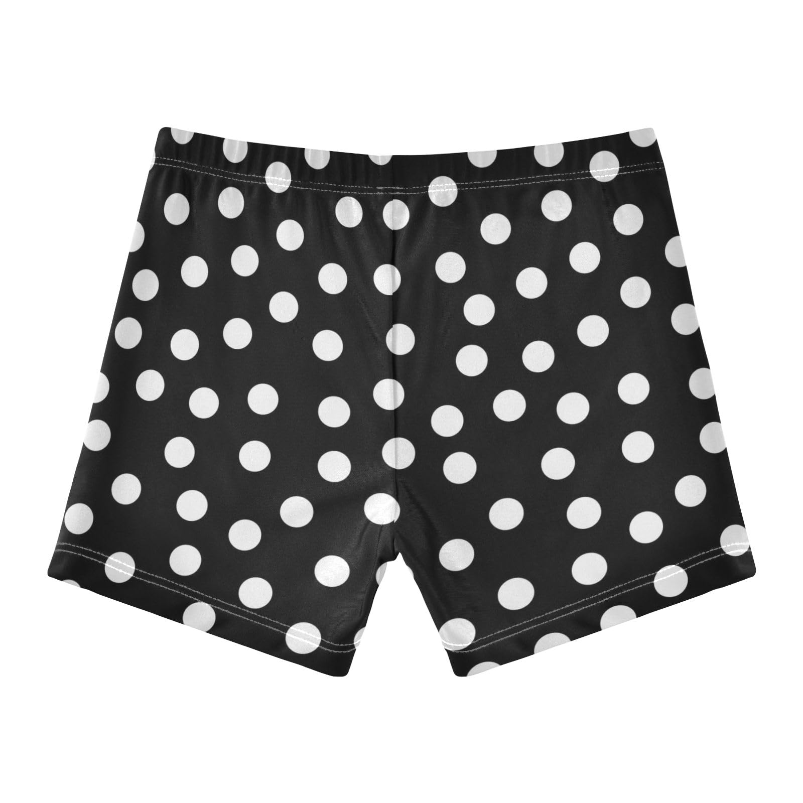 TSENQUE Black Polka Dots Swim Jammer Swimming Shorts Little Boys Bathing Suit (5T-6T)