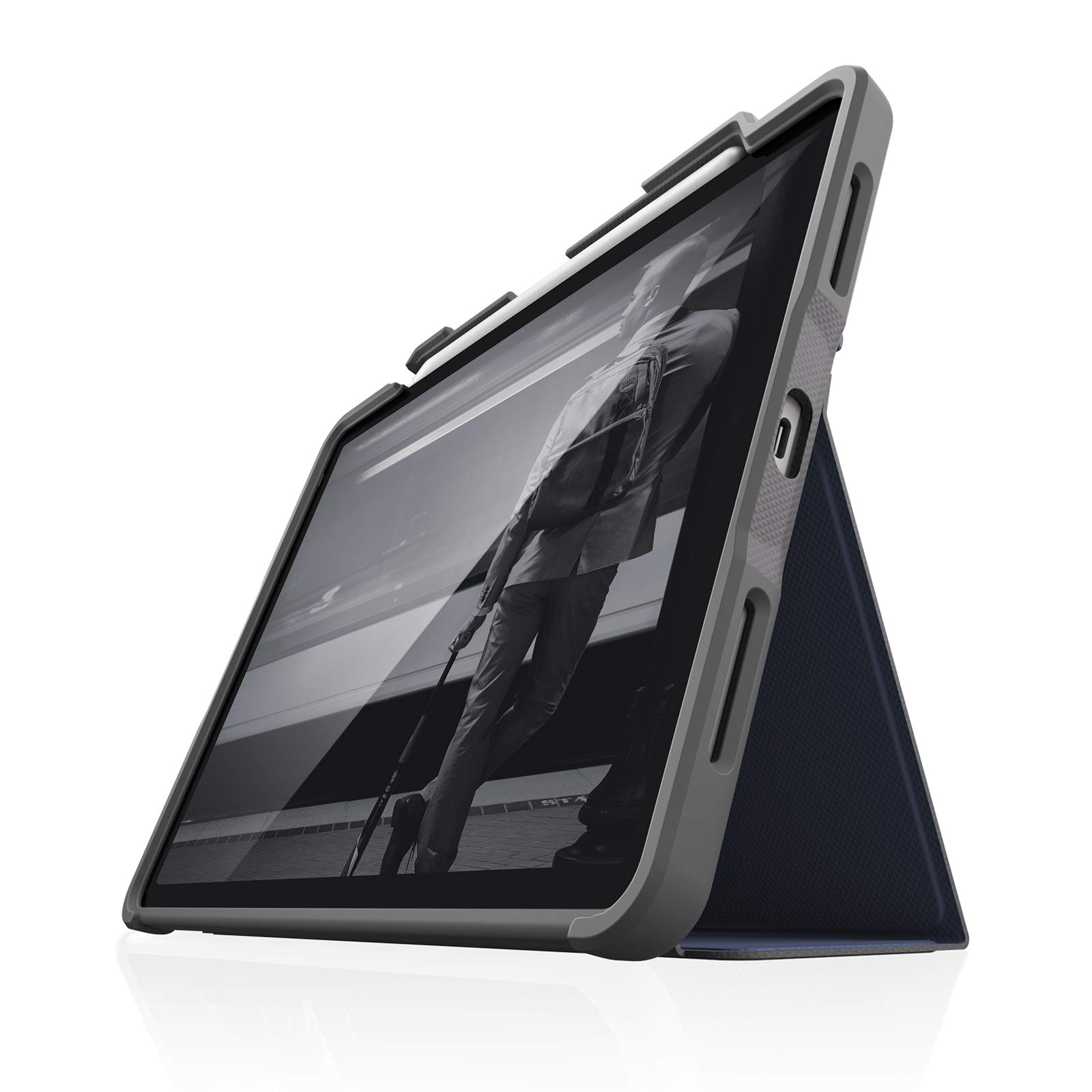 STM Goods Rugged Plus for Apple iPad Pro 12.9"-inch Case (4th Gen 2020) with Apple Pencil(2nd Gen)storage, Military Spec Drop Tests Protection, Instant on/off Protective Cover - Black ( -222-287L-01)