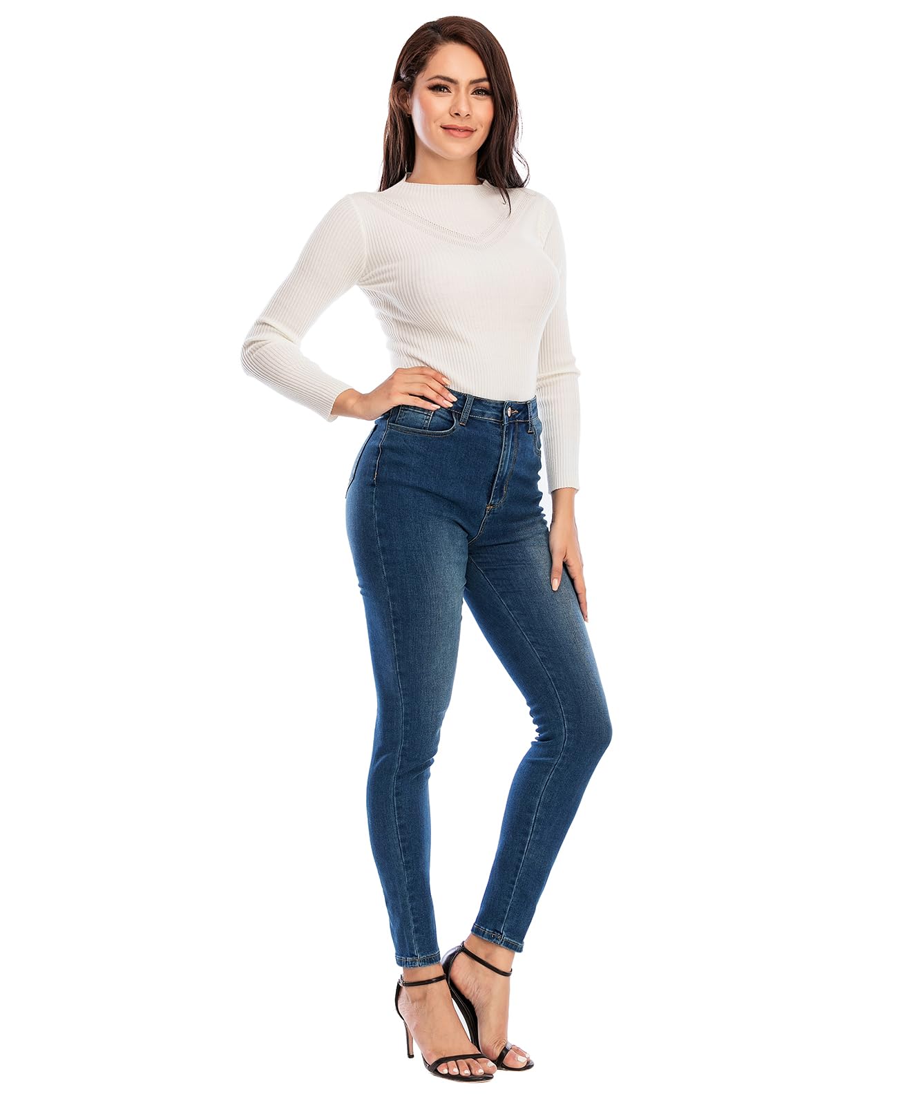 Ecupper Vaqueros Skinny Fit para Mujer, Vaqueros Slim de Cintura Alta, Vaqueros Estirables para Mujer