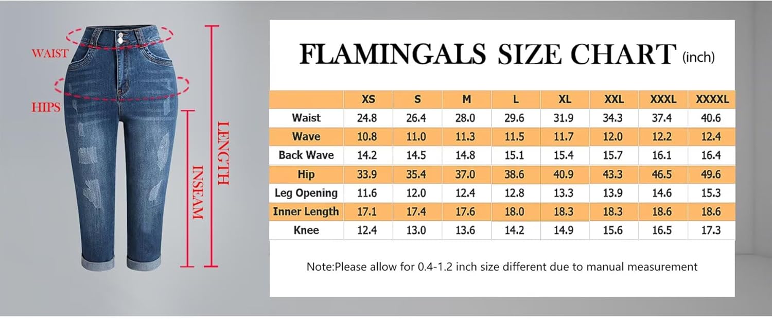 Flamingals High Waist Capris Jeans for Women Casual Summer Butt Lifting Skinny Denim Capri - Image 6