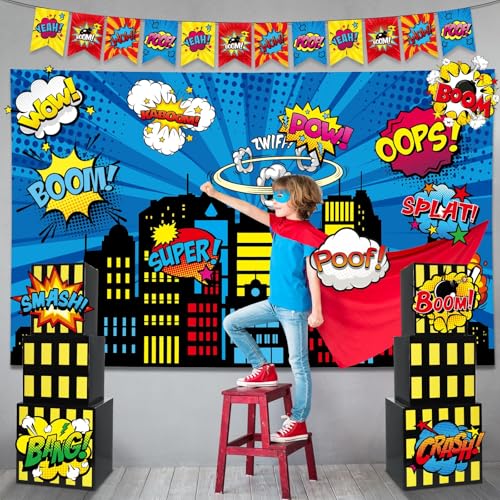 Set de fondo para fiesta temática héroe super 17 piezas miniatura 6