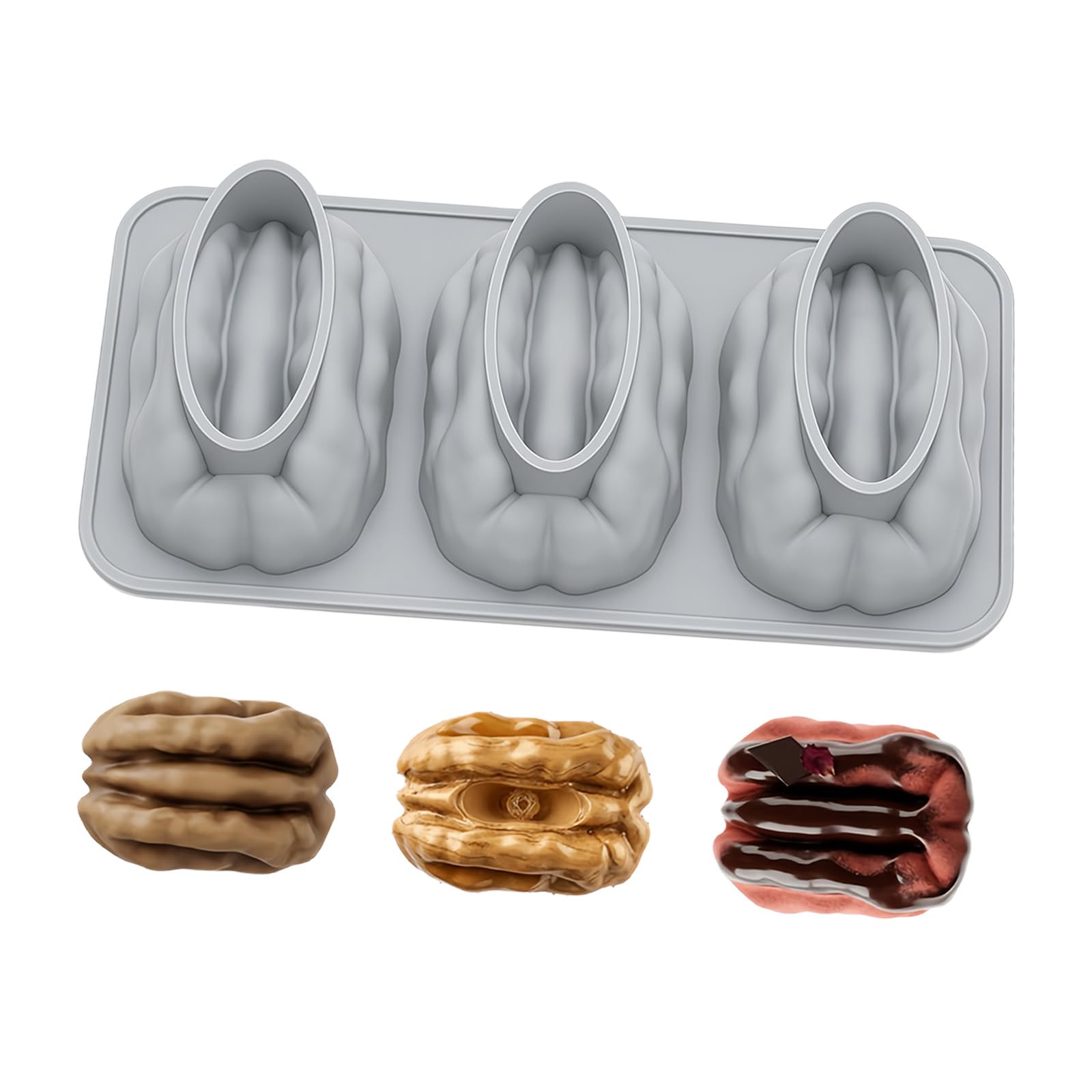 Aqvjd Multipurpose Nonstick Cake Molds Walnuts Shape Baking Pan Chocolate Molds Silicone Texture for Oven Freezer Microwave Use Creative Cake