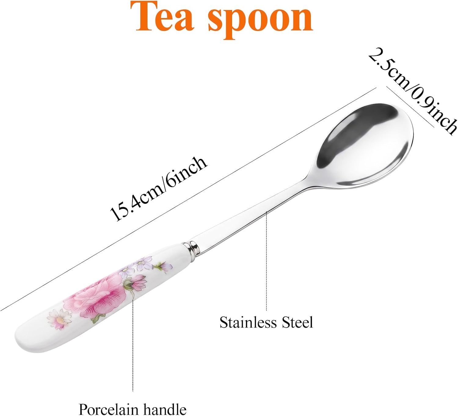 YOLIFE 6 Pcs Teaspoons, 6 Inch Multicolored Tea Spoons