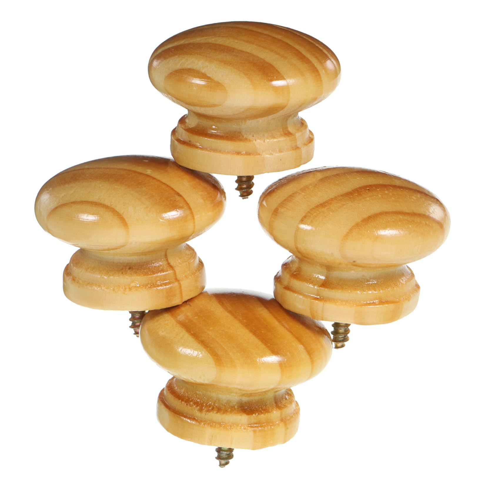 4Pcs Wooden Round Drawer Knobs for Children's Room - Zinc Alloy Self-Tapping Cartoon Handles for Cabinets Wardrobes, and Dressers