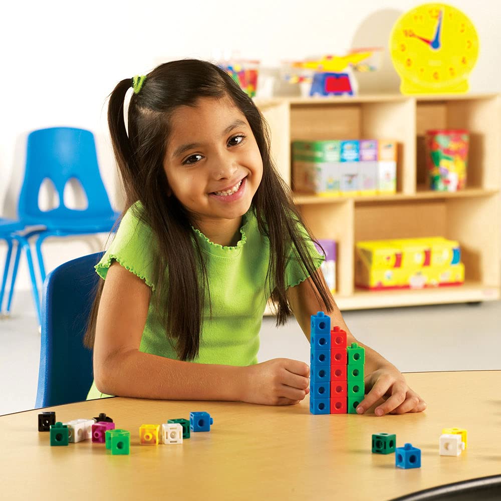 Learning Resources Cubes Éducatifs – 100 Pièces Emboîtables 2 cm – 10 Couleurs – Activité Mathématique Montessori – Dès 5 Ans