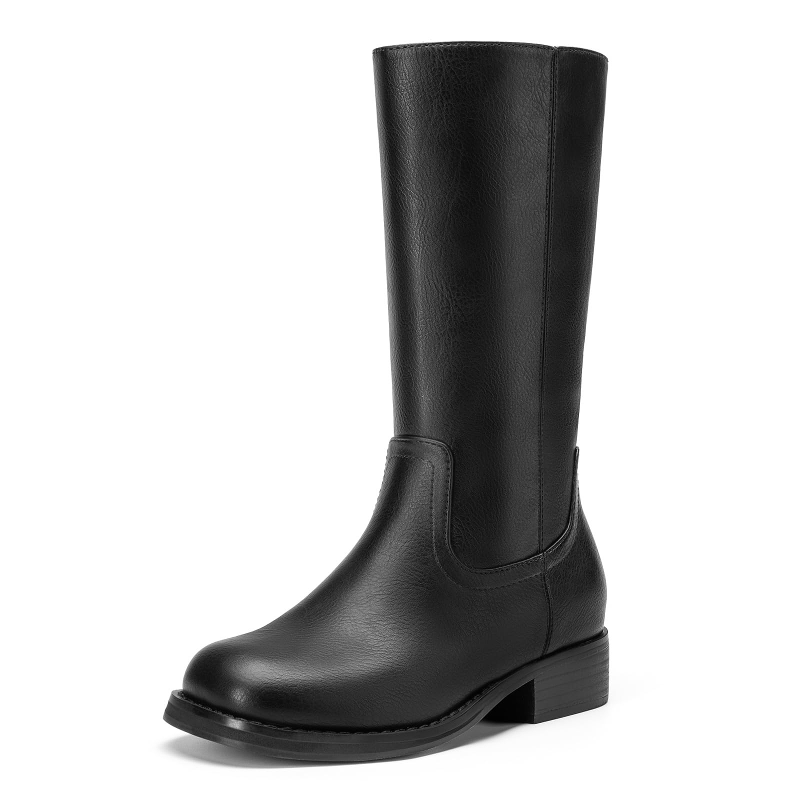 Athlefit Girls Knee High Fashion Riding Boots with Zipper 6 Big Kid