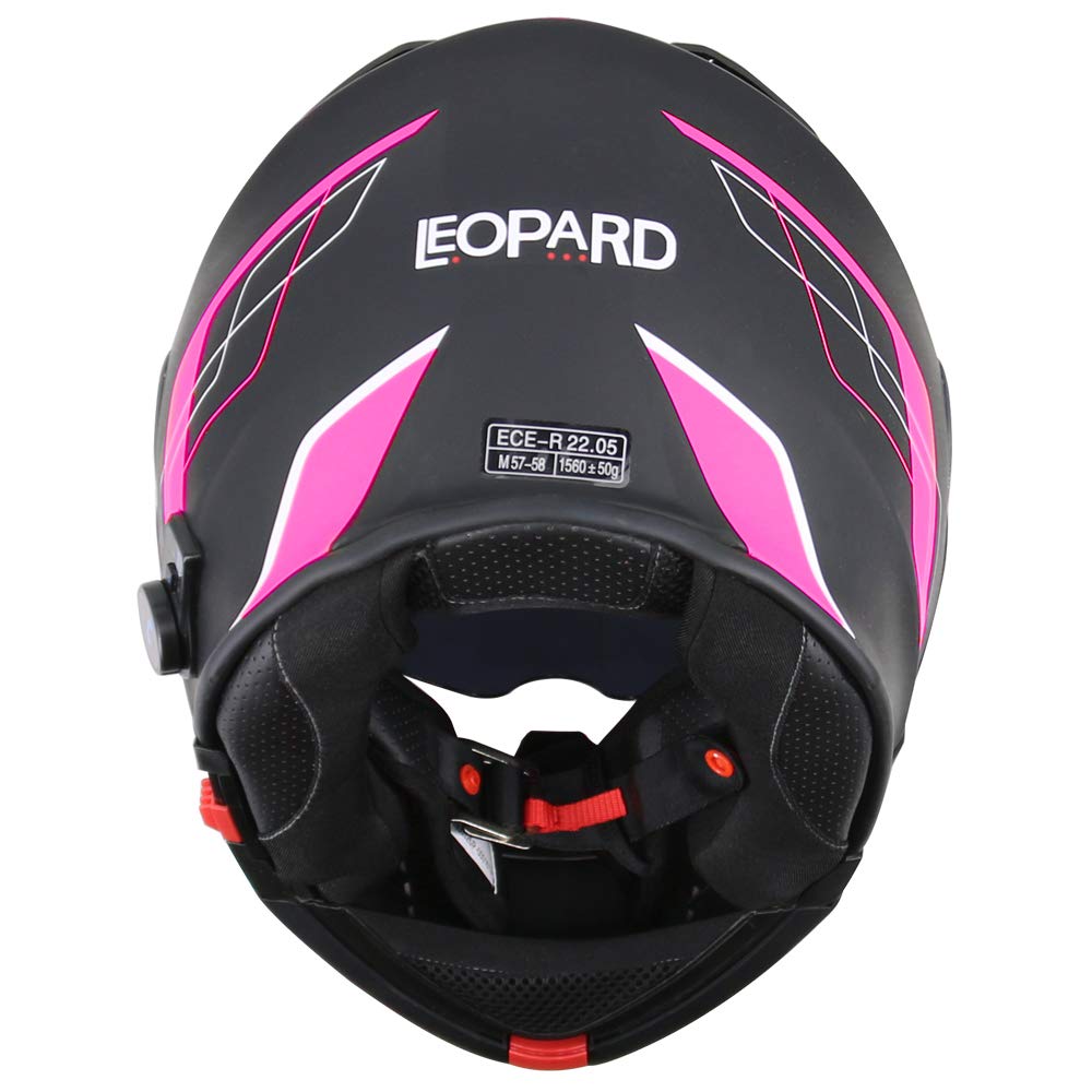 bluetooth motorcycle helmets leopard leo-727 BL-A4 Anti-fog Visor Flip up Motorbike Helmet Dual-Speaker Headset,Hands-Free - Matt Black XXL (63-64cm) The KYT TT Leopard Leo 727 Bl A4