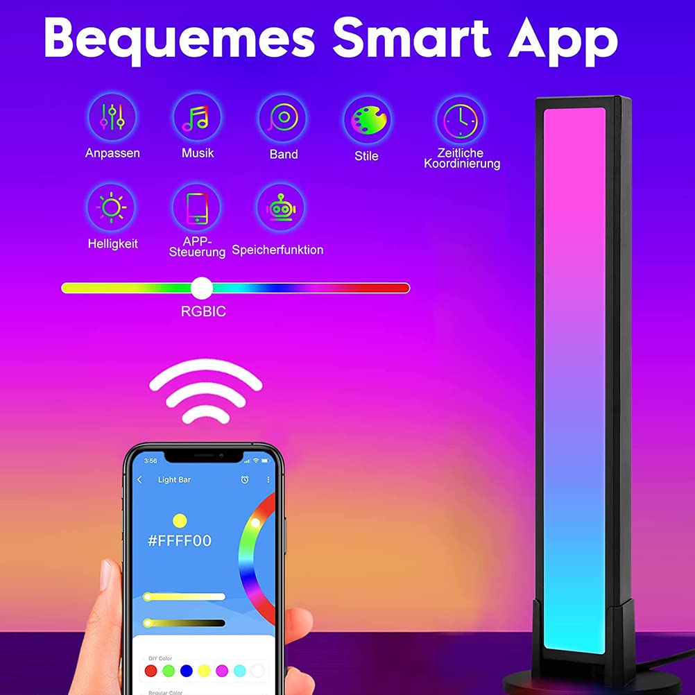 Lampada da tavolo RGB da 2 pezzi, lampada da gioco sincronizzata con la musica, lampada da scrivania del soggiorno dimmerabile, barra luminosa LED Smart con dimmerabile e telecomando
