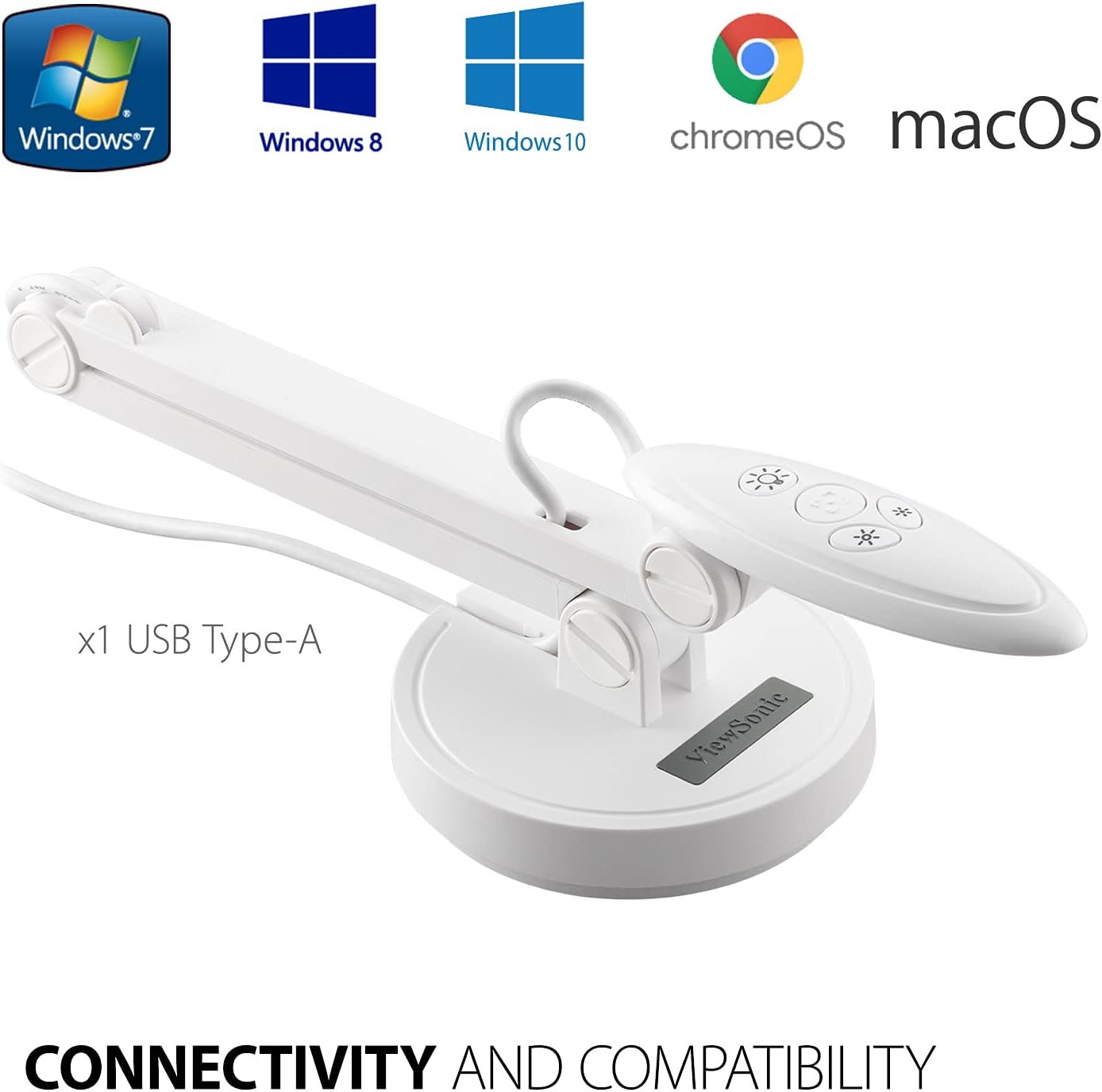 ViewSonic VB-VIS-002 8MP USB Document Camera with Adjustable Arm, Auto Focus, Digital Zoom with Windows, MacOS, and Chrome OS Support