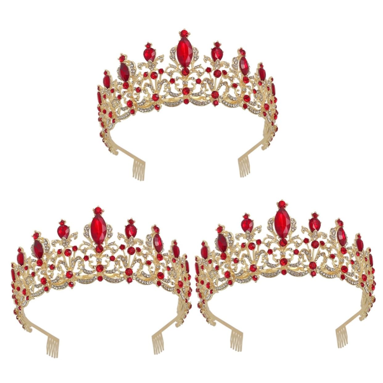 FRCOLOR2 Pcs Rhinestone Headband Crown Crowns Rhinestone Tiara Headband Pageant Tiara Headband Rhinestone with Combs Crystal Tiara Headband Hair Accessories Banquet Wedding Rhinestone