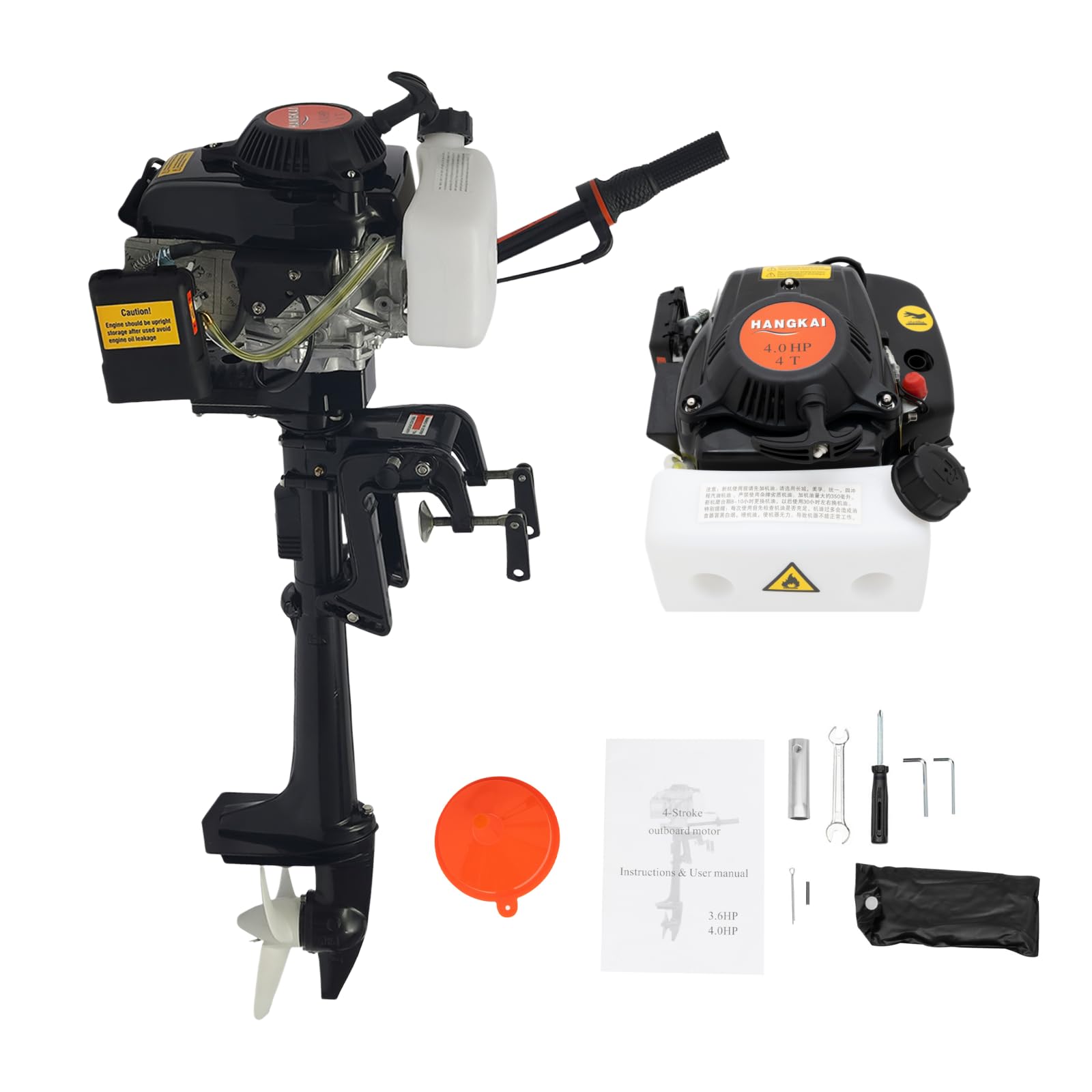 Motore Fuoribordo 4 Tempi 4CV | Albero 40cm | Avvio Manuale | Raffreddamento ad Aria, CDI, 55cc, per gommoni e barche fino a 600 kg, motore gommone
