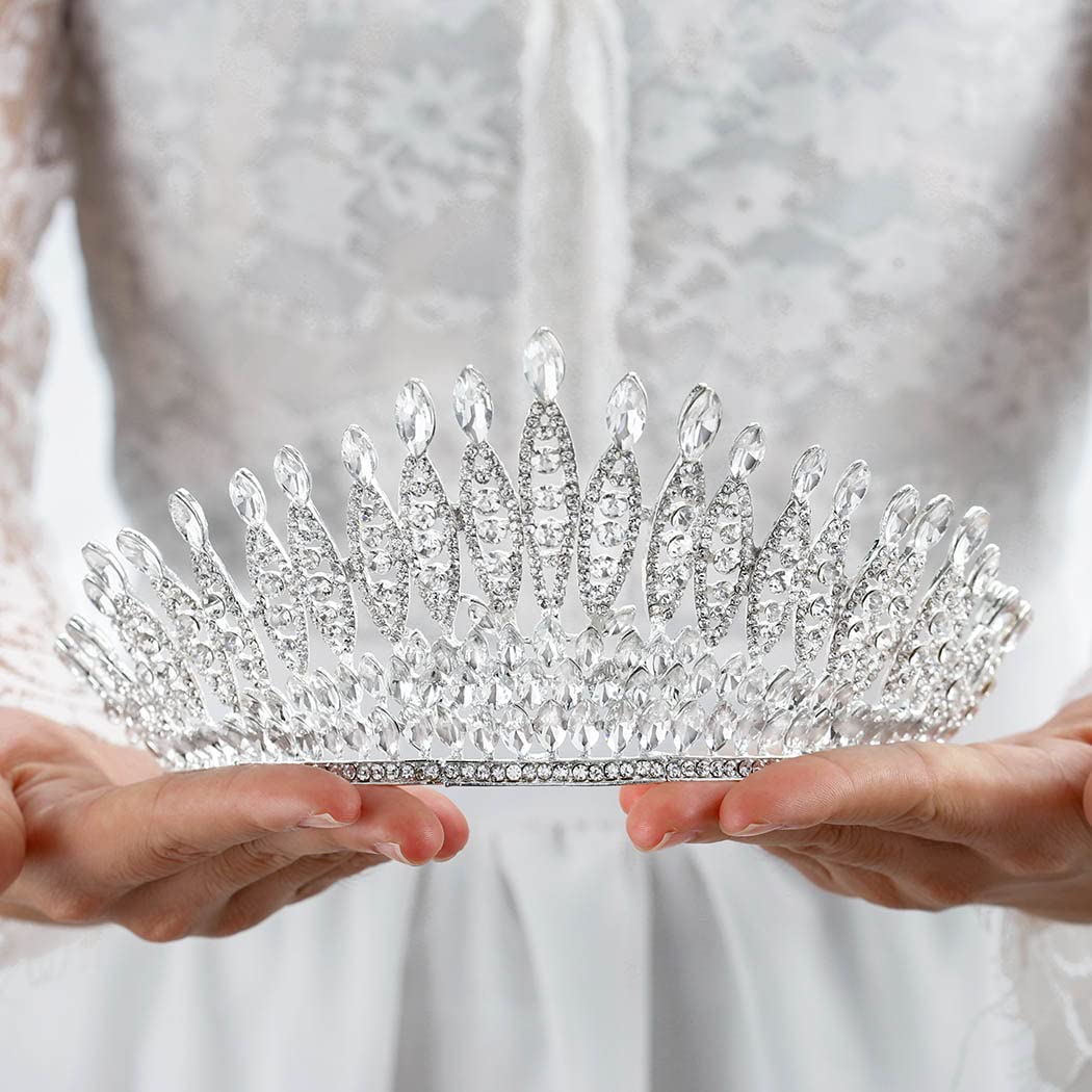 Barokowe korony i diademy kryształowe panny młodej ślub królowa korony dla panny młodej i druhny stras srebrna tiara dekoracyjna dla panny młodej księżniczki tiary akcesoria do włosów dla