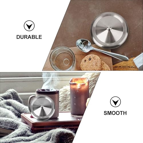 Miniatura 5 de Cabilock 4 tapas de taza de acero inoxidable - Tapas de taza de bebida a prueba (plateado)