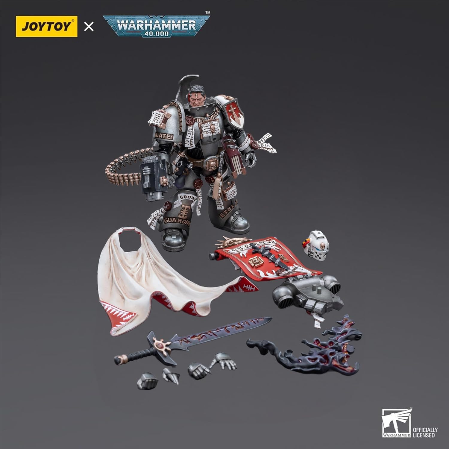 JOYTOY Grey Knights Warhammer 40k 1/18 figurka szare rycerze kasztelan crowe 12,7 cm prezenty kolekcjonerskie, zabawki dla dzieci w wieku 15+ i dorosłych przedsprzedaż