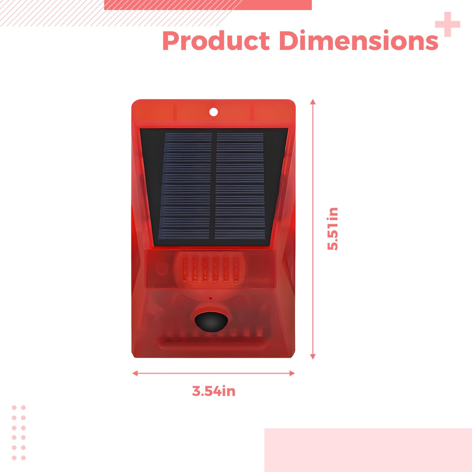 Solarny alarm z czujnikiem ruchu, oświetlenie zewnętrzne, dźwięk 129 dB, miganie LED, wykrywanie 315 cali (8 m), podwójne ładowanie, wodoodporna i pyłoszczelna, ochrona domu, podwórka, garażu