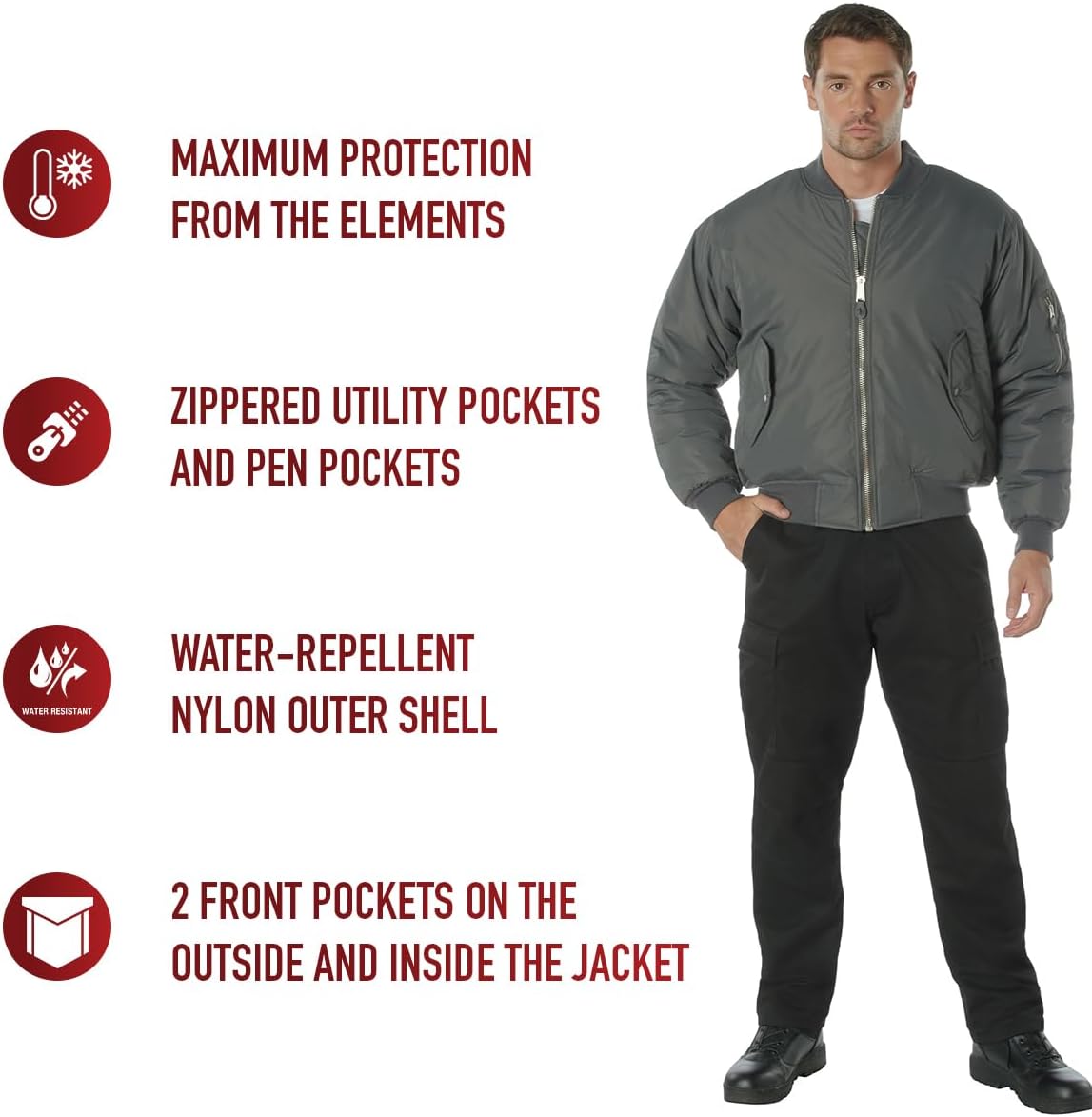 Rothco Enhanced Nylon Bomber Jacket – Flight Style Cold Weather Winter Coat - Image 6