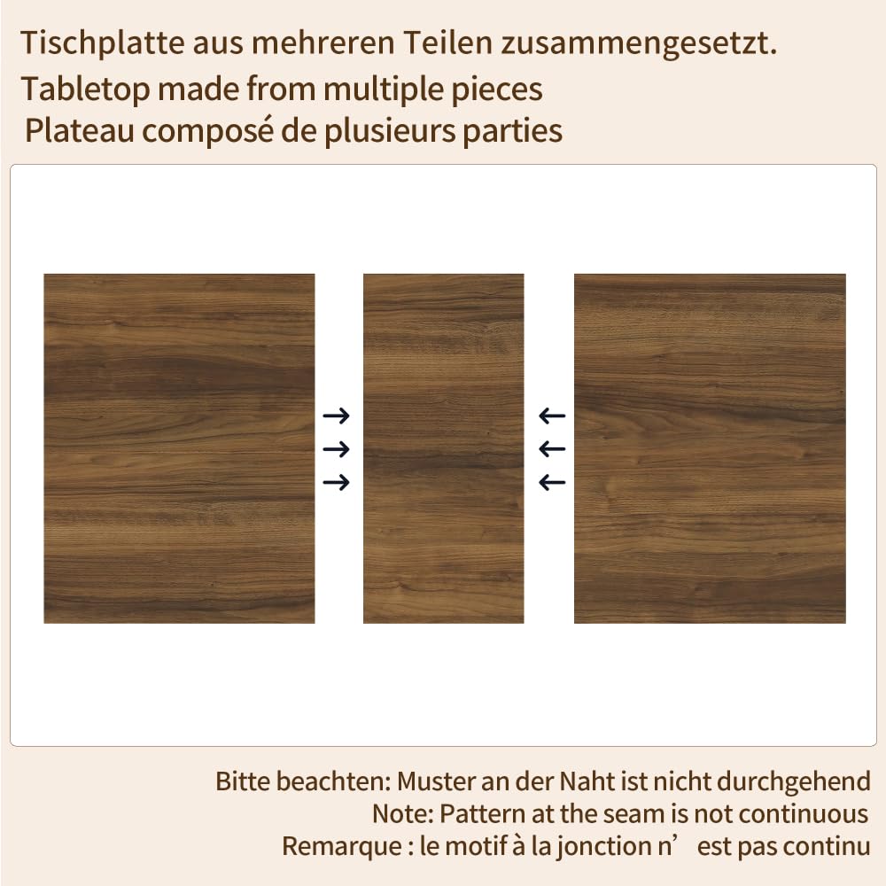 Table à manger extensible avec espace de rangement intégré de 140 à 180 cm, portes ondulées verticales et étagères amovibles (noyer)