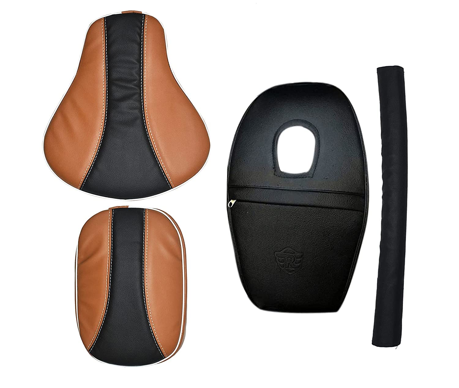 Pure Biking Stylish Design Seat Cover with Tank Cover + Back Rest Foam Combo Compatible with RE Classic 350/500 (2012-2020)-image-12