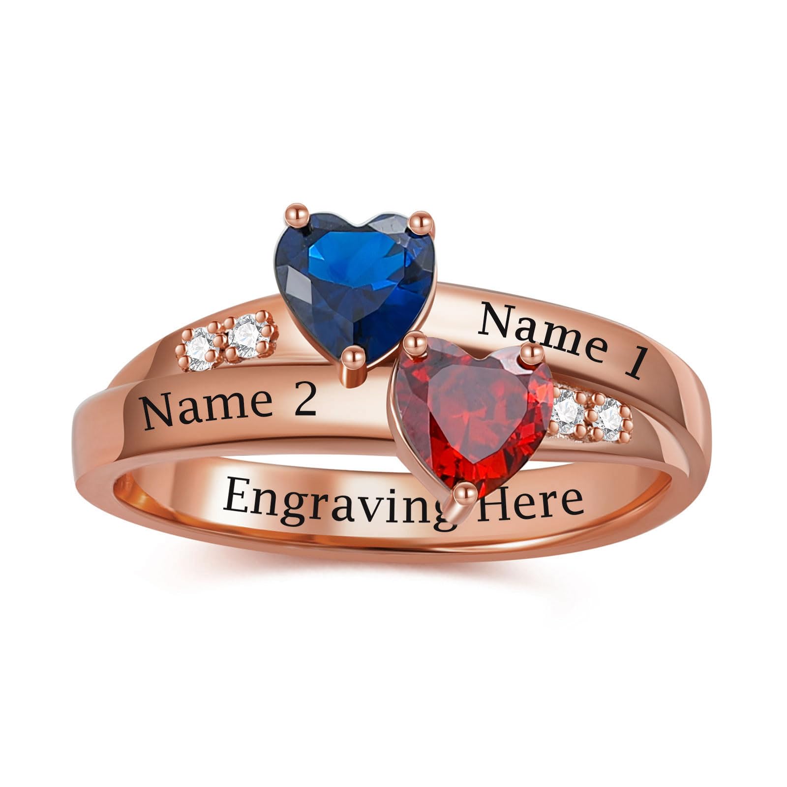 Mothers Day Gifts 10K 14K 18K Solid Gold Customized Mom Ring 2-4 Birthstones Personalized Family Names Ring Jewelry Gifts for Mothers Wife Mom
