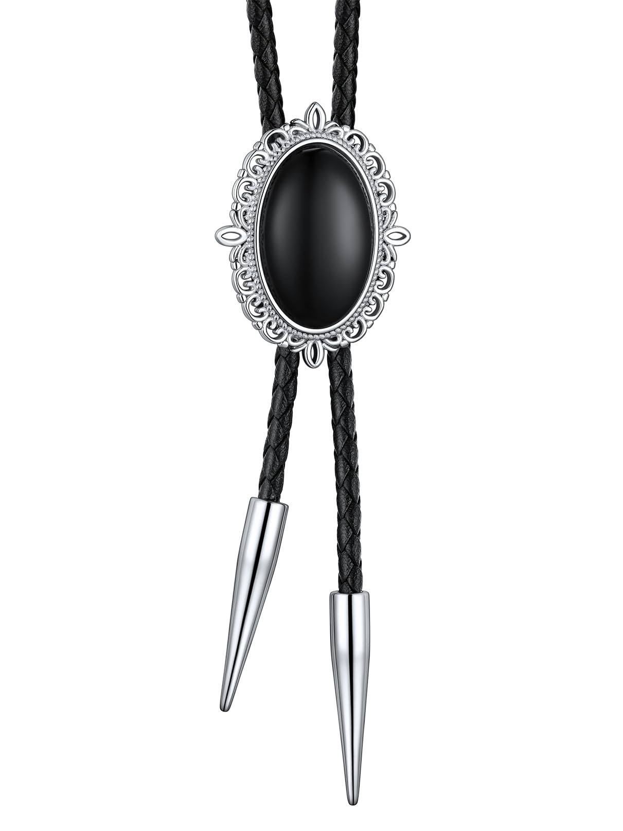 Bandmax Bolo Tie Pelle con Pentacolo Inversato Acciaio Inossidabile, Cravatta Bolo Western Uomo, Accessorio alla Moda, Taille unique, Metallo non prezioso, No Gemstone