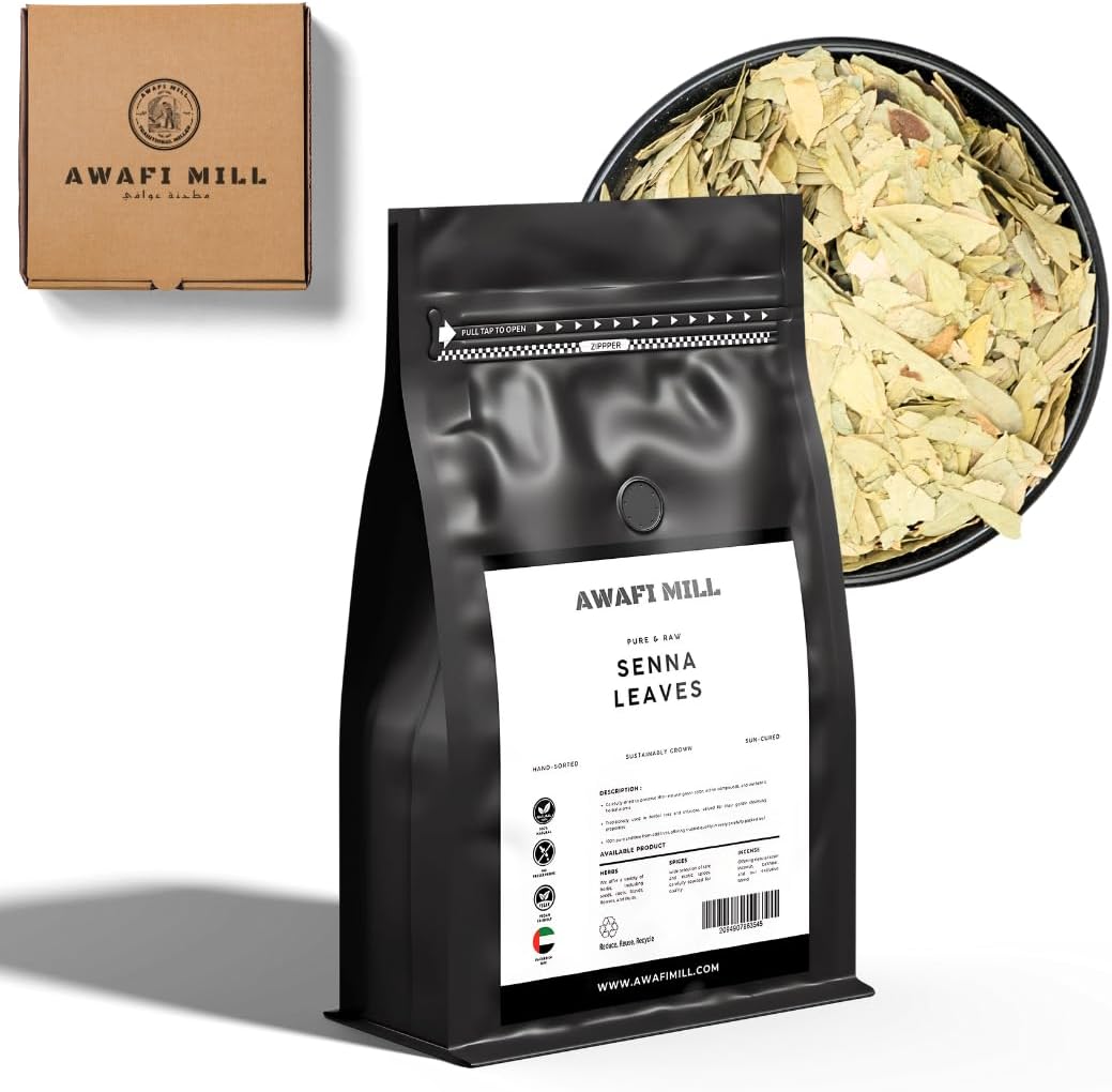 AWAFI MILL Senna Leaf Dry (Sana Makki) - Raw, Vegan, Non-GMO, Gluten-Free | Premium Quality Cassia angustifolia from India - 250 g | 9 Oz