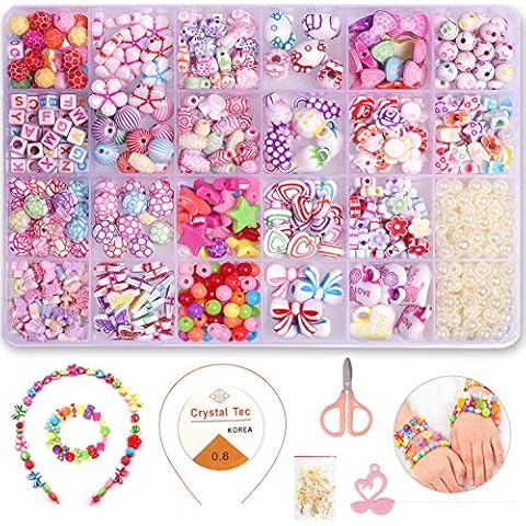 SONEER Children DIY Bead Set, DIY Bracelets Necklaces Beads for Bead Kids Bead Necklace Making,Art Craft & Jewellery Making for Kids for Girls… Cover