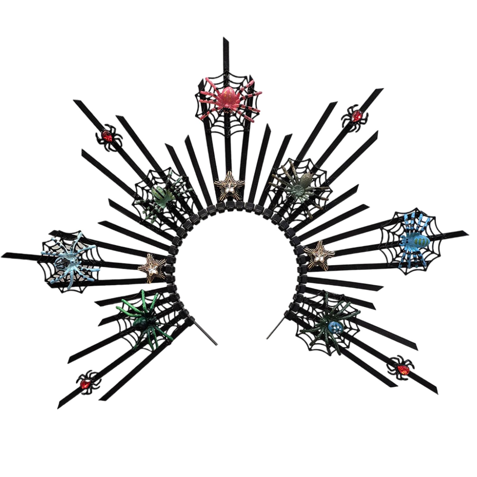 MICFENY Dark Spiders Hair Hoop Dark Halloween Costume Spiked Headpiece Adjustable Artistic Punk Headband