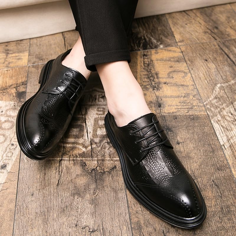 Men's Retro Dress Shoes Men Business Wingtip Lace Up Oxford Shoes Height Increasing Non-Slip Orthopedic Leather Shoes2