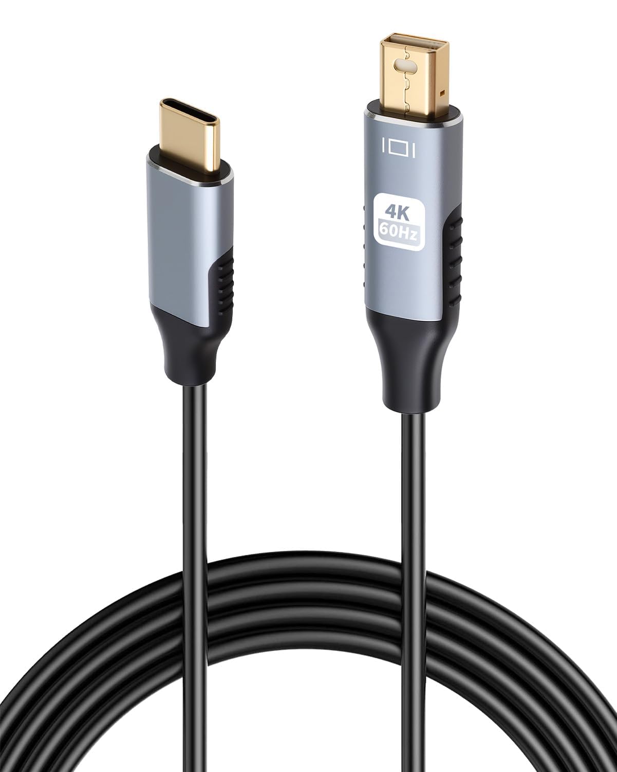 Hemlosk USB Typ C auf Mini DisplayPort DP, 1,8m 4K@60Hz USB C zu Mini DP Video Konverter Kabel, Full HD, DP Alt Mode Erforderlich, Dynamic HDR, Einwegadapter, Aluminium für Macbook Pro, iPad Pro