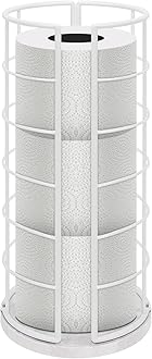 NearMoon Toilet Paper Organizer Stand, Free Standing 3 Rolls Tissue Storage, Metal Bathroom Accessory, Rustproof Toilet Roll Holder for Kitchen Countertop Inside Cabinet Shelf(With Marble Base, White)