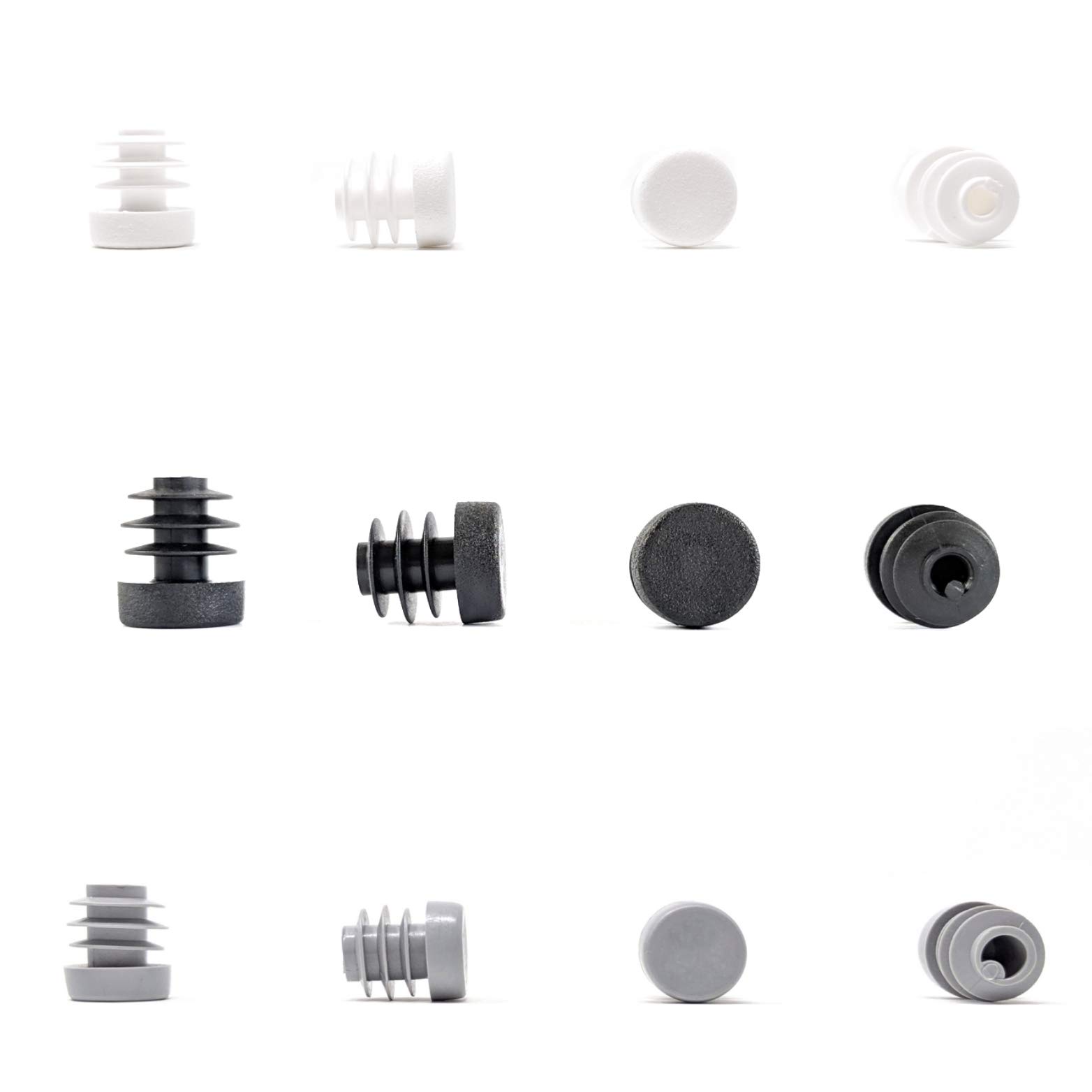 Round Tube Inserts End Caps, Varierty of Sizes in Black, White or Grey - Made in Germany (Please see diagram before ordering) 14mm, Grey, Pack of 32