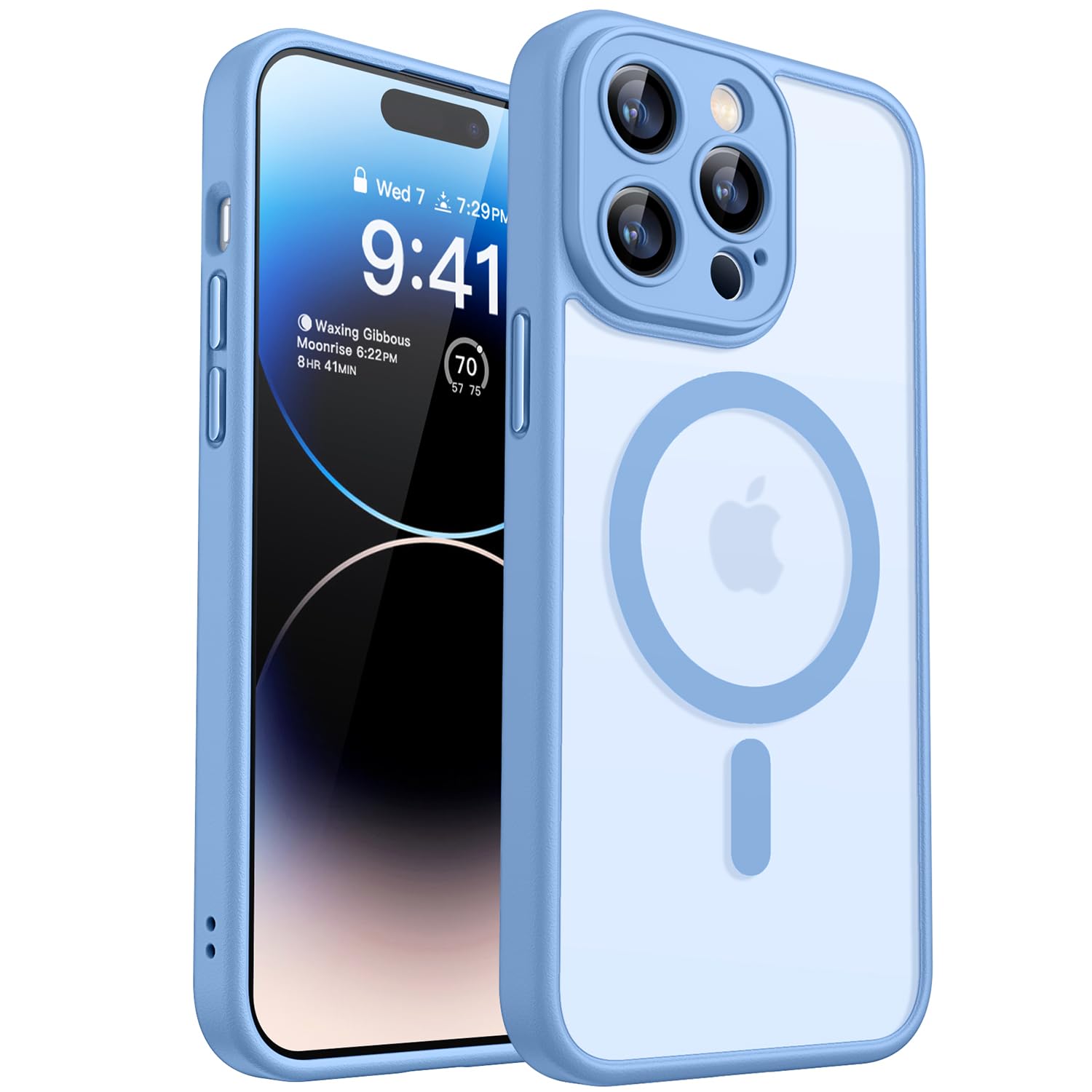 YUANDMI Cover Magnetica per iPhone 14 Pro con MagSafe, Custodia Per iPhone 14 Pro Traslucida Opaca Case Ultra-Sottile Silicone Anti-Scivolo Resistente ai Graffi, Viola Scuro