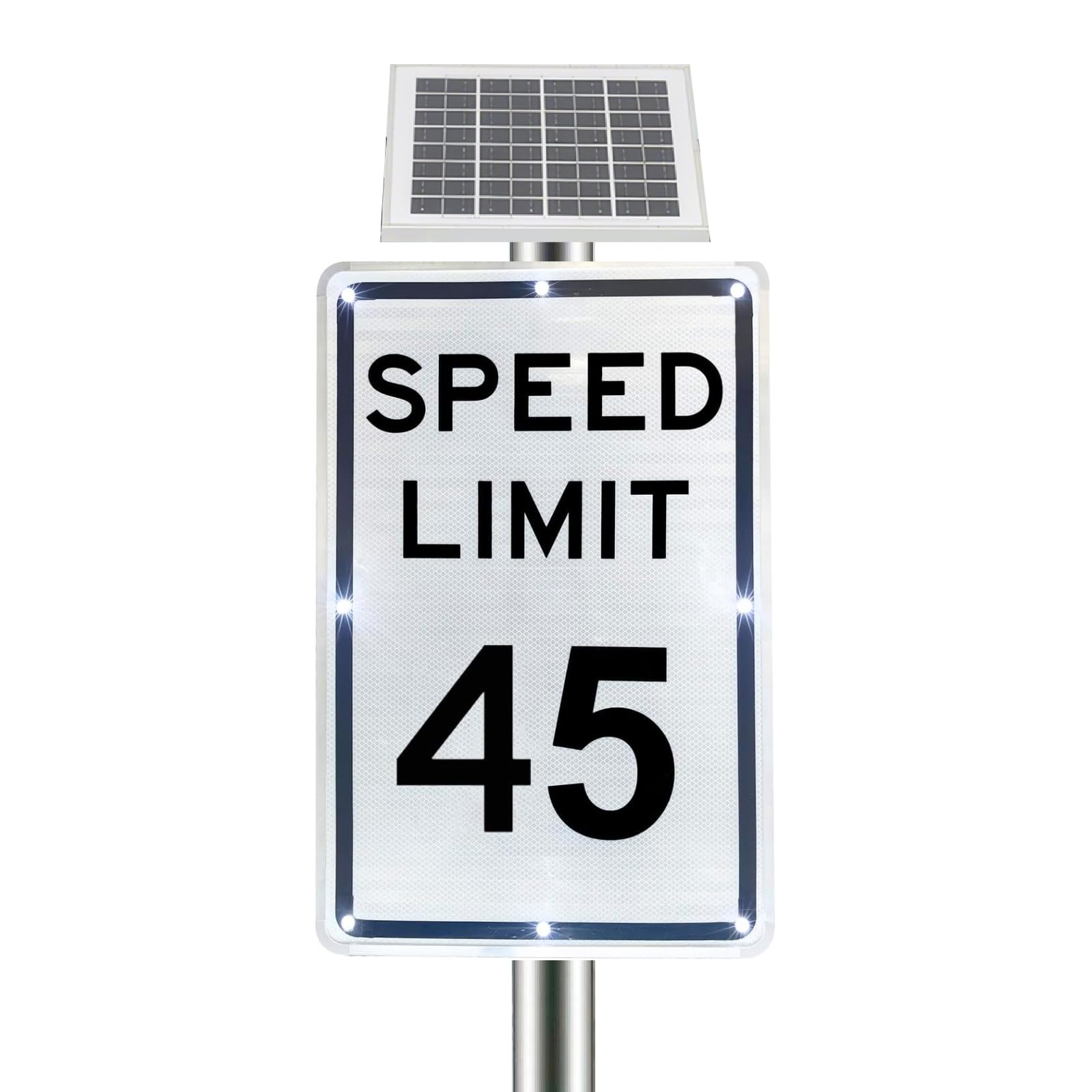 Cartel Metálico 5-95 mph de Aluminio, Cartel de Límite de Velocidad Solar, 45x60 cm, Números Personalizables, con Accesorios, para Parques Industriales, Autoescuelas, Zonas Residenciales 45